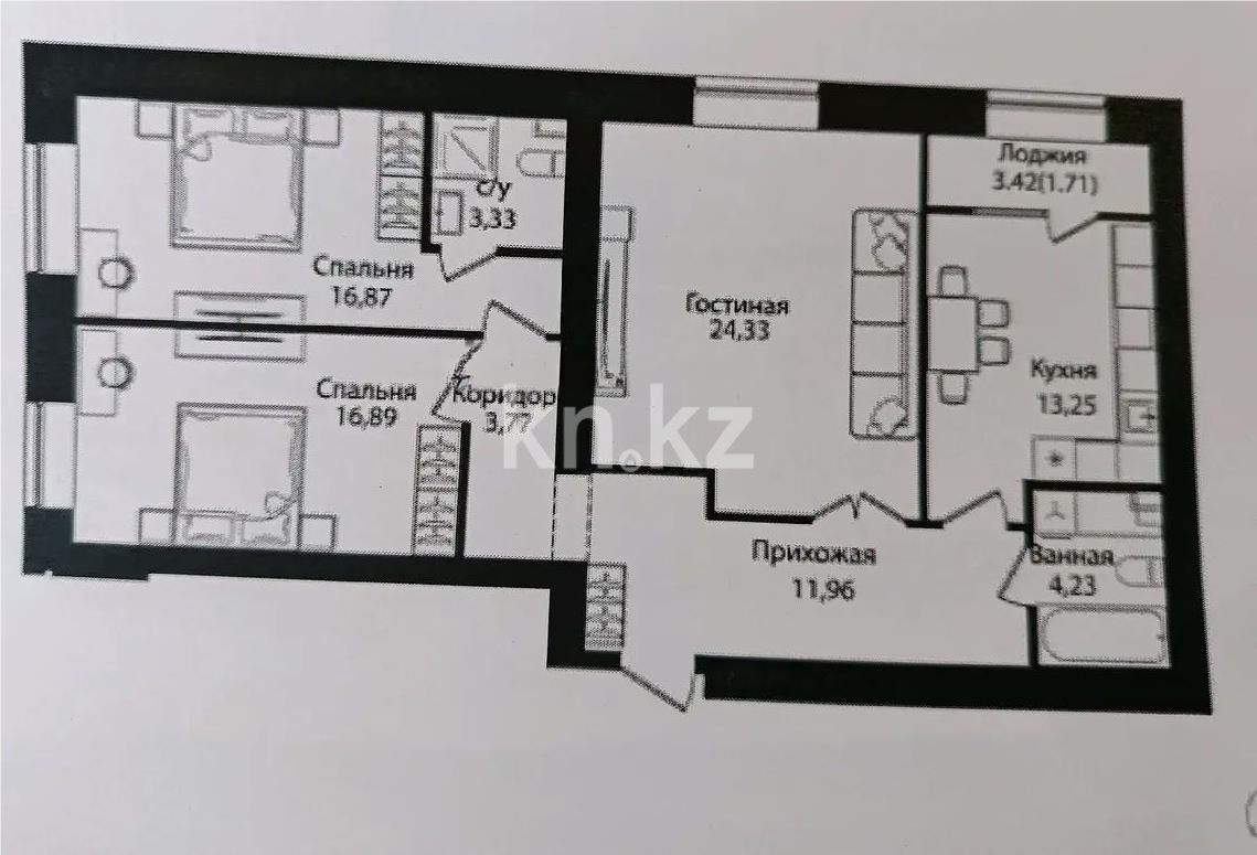 Продажа 3-комнатной квартиры, 96.34 м² в Астане