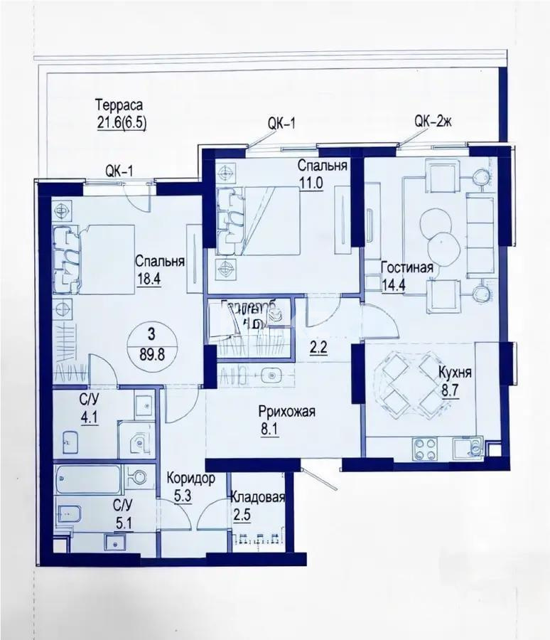 Продажа 3-комнатной квартиры, 89.8 м², ул. Утепова, дом  31 в Алматы