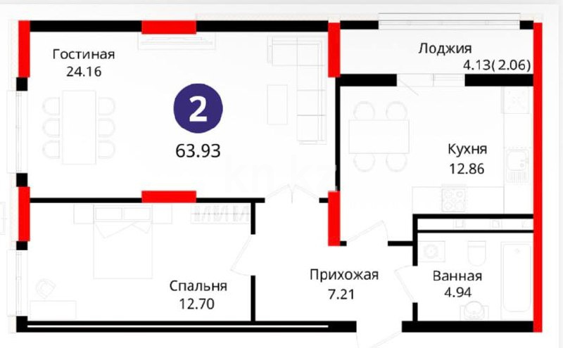 Продажа 2-комнатной квартиры, 63.7 м² в Астане - фото 18