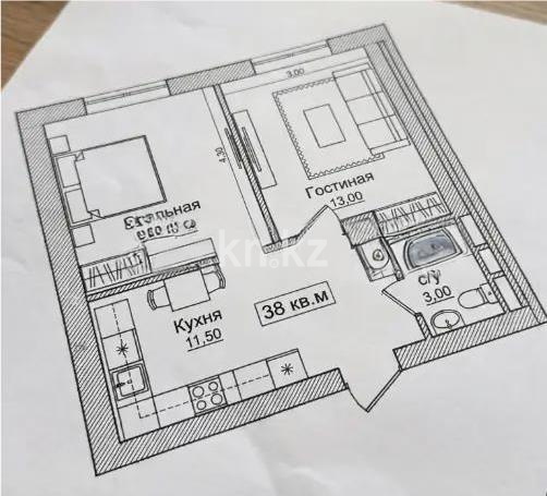 Продажа 2-комнатной квартиры, 38 м² в Астане