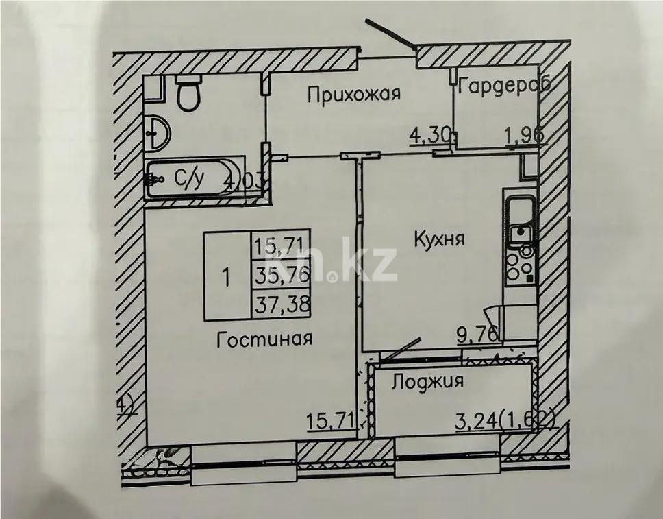 Продажа 1-комнатной квартиры, 38 м², ул. Сыганак, дом  12 стр - Продажа  однокомнатных квартир в новостройках Астаны без посредников фото 1 из 1