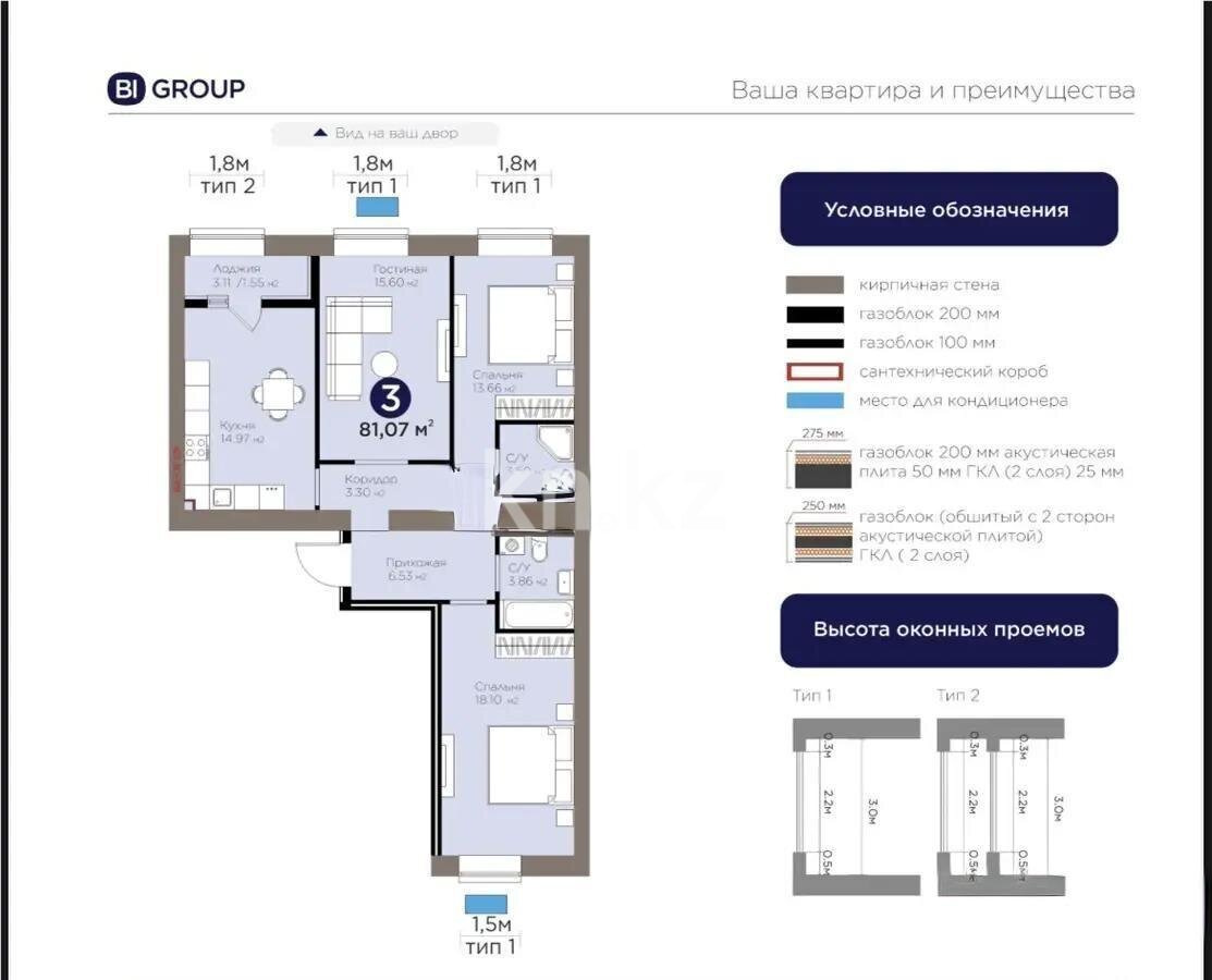 Продажа 3-комнатной квартиры, 81.07 м² в Астане