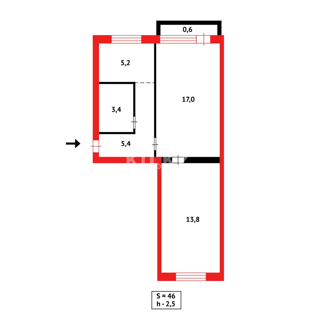 Продажа 2-комнатной квартиры, 45 м², ул. Зелинского, дом  28/2 - Продажа квартир в Караганде фото 11 из 11