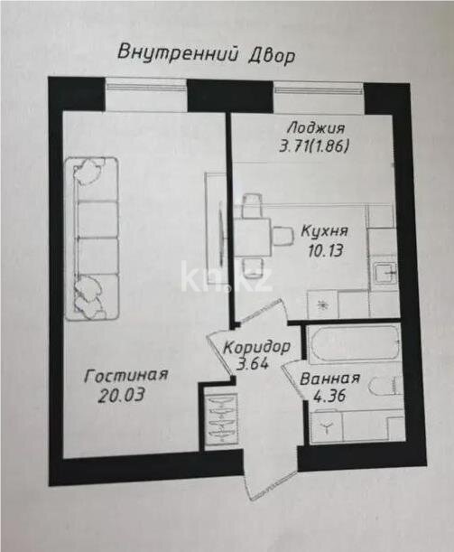Продажа 1-комнатной квартиры, 40.2 м² в Астане - фото 2
