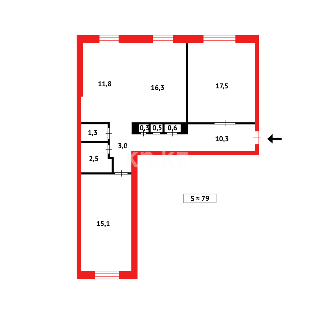 Продажа 3-комнатной квартиры, 79 м² - Продажа трехкомнатных квартир в Темиртау фото 17 из 17