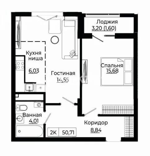 Продажа 2-комнатной квартиры, 50.51 м², пр. Улы Дала, дом  28 стр - Продажа квартир в новостройках Астаны без посредников с фото фото 1 из 1
