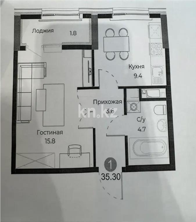 Продажа 1-комнатной квартиры, 35 м², ул. Молдагалиева, дом  3 в Астане