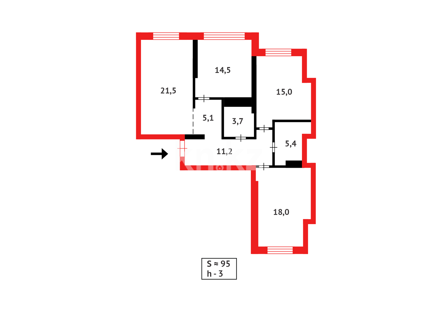 Продажа 3-комнатной квартиры, 95 м², пр. Туран - Продажа  трехкомнатных квартир в новостройках Астаны фото 14 из 14