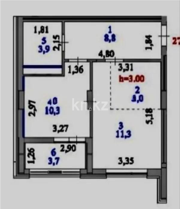 Продажа 2-комнатной квартиры, 44 м² в Астане - фото 3