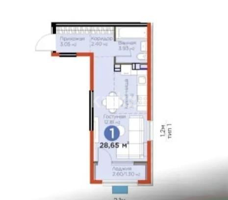 Продажа 1-комнатной квартиры, 28.65 м² - Продажа однокомнатных квартир от собственников в Алматы - страница 5 фото 2 из 2
