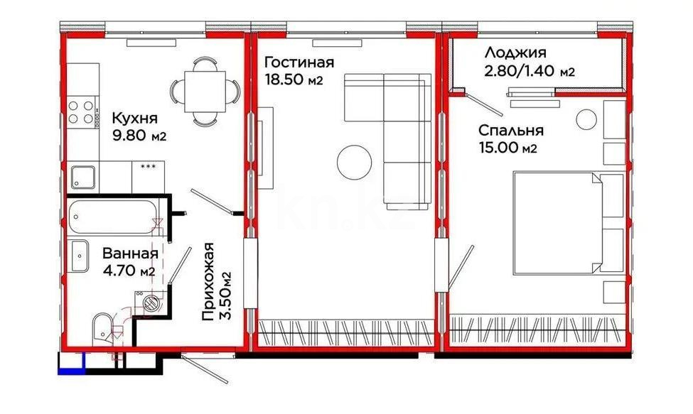Продажа 2-комнатной квартиры, 53 м² - Продажа  двухкомнатных квартир в новостройках Астаны с фото - страница 77 фото 1 из 1