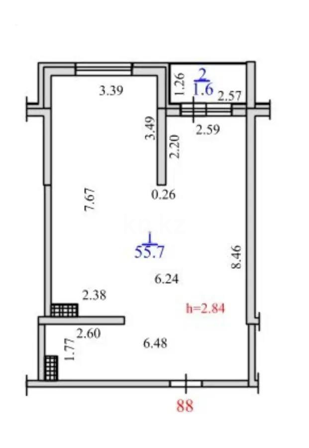 Продажа 2-комнатной квартиры, 57.3 м² - Продажа квартир в Казахстане - страница 6 фото 1 из 2