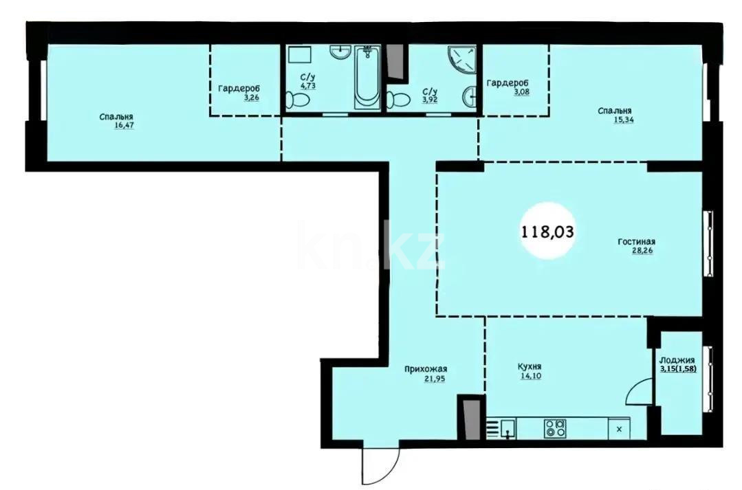 Продажа 3-комнатной квартиры, 121 м² - Продажа  трехкомнатных квартир в Караганде - страница 2 фото 4 из 4