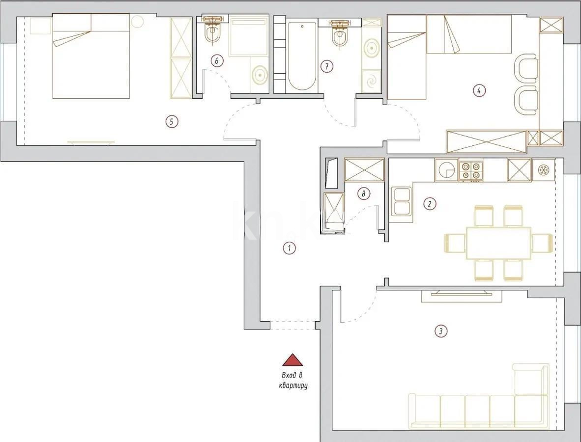 Продажа 3-комнатной квартиры, 87 м², ул. Байтурсынова, дом  14 в Астане