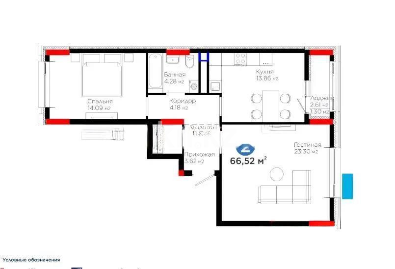 Продажа 2-комнатной квартиры, 66.52 м² в Астане - фото 5