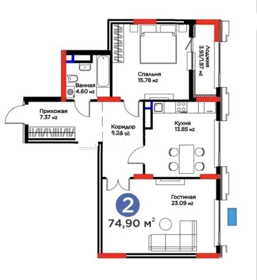 Продажа 3-комнатной квартиры, 75 м² в Астане