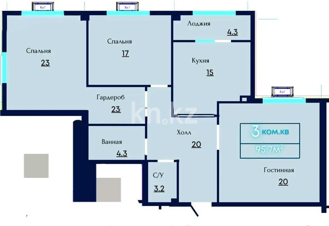 Продажа 3-комнатной квартиры, 95 м², ул. Жандосова, дом  108/1 - Продажа  трехкомнатных квартир в новостройках Алматы фото 1 из 1