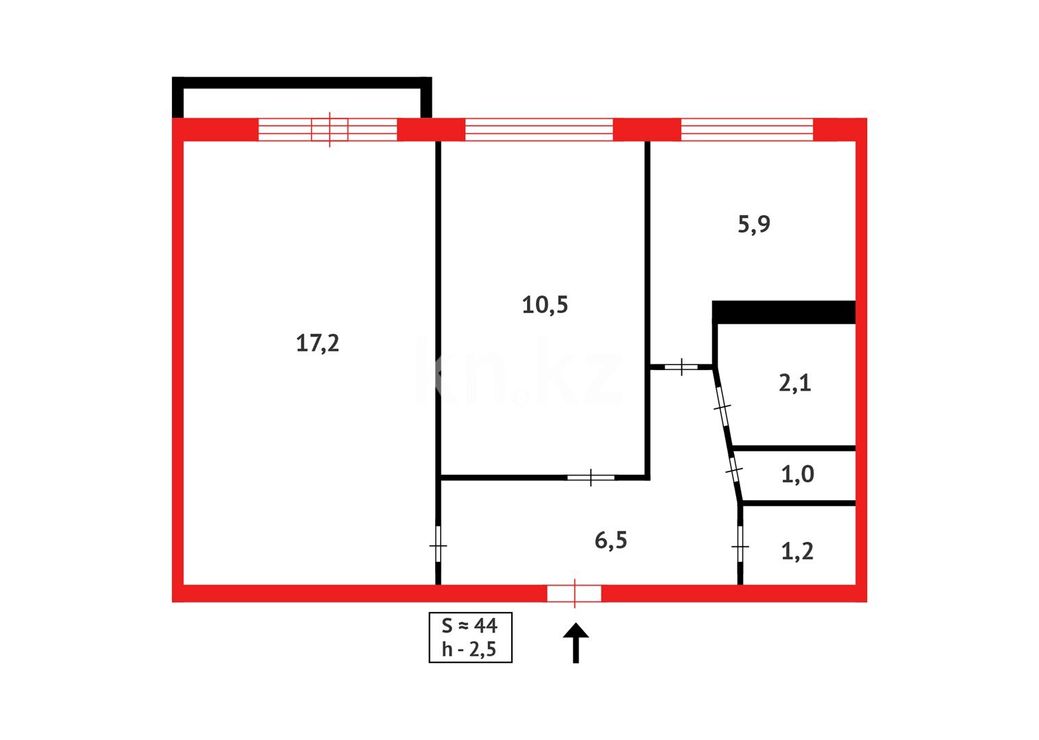 Продажа 2-комнатной квартиры, 44 м² в Караганде - фото 12