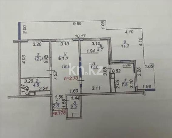 Продажа 3-комнатной квартиры, 65.1 м², ул. Куанышбаева, дом  9/3 в Астане - фото 8