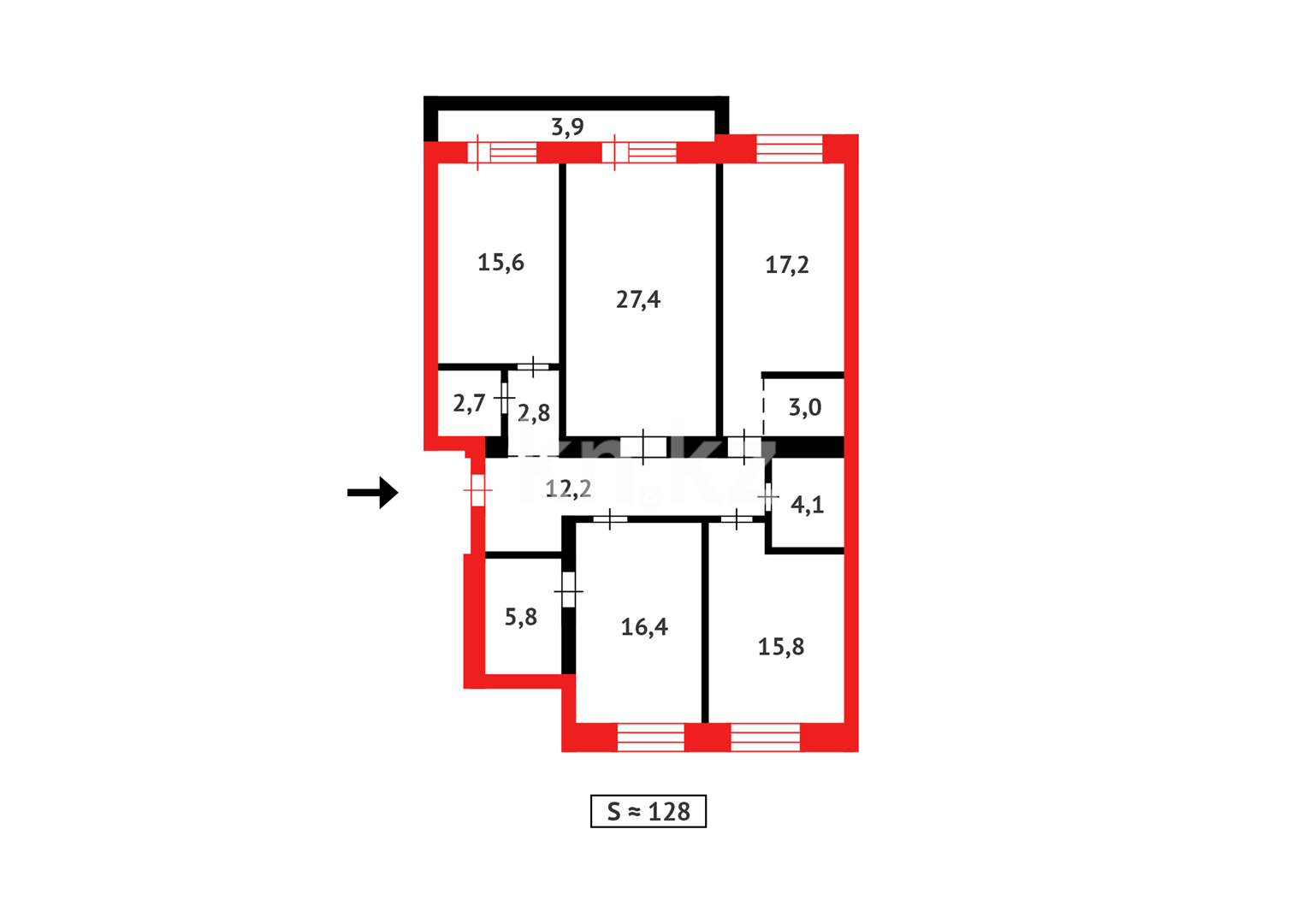 Продажа 4-комнатной квартиры, 128 м² - Продажа четырехкомнатных квартир в р-не Нура Астаны фото 16 из 16