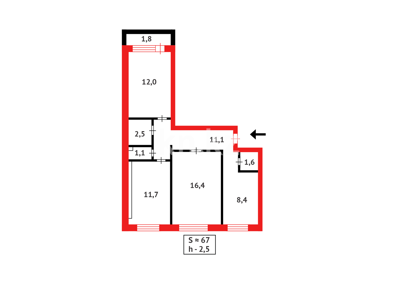 Продажа 3-комнатной квартиры, 67 м², пр. Жумабаева в Астане - фото 13