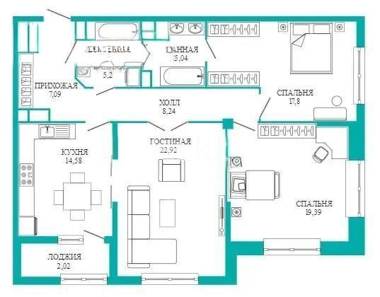 Продажа 3-комнатной квартиры, 102.28 м² - Продажа квартир в Казахстане - страница 11 фото 8 из 8