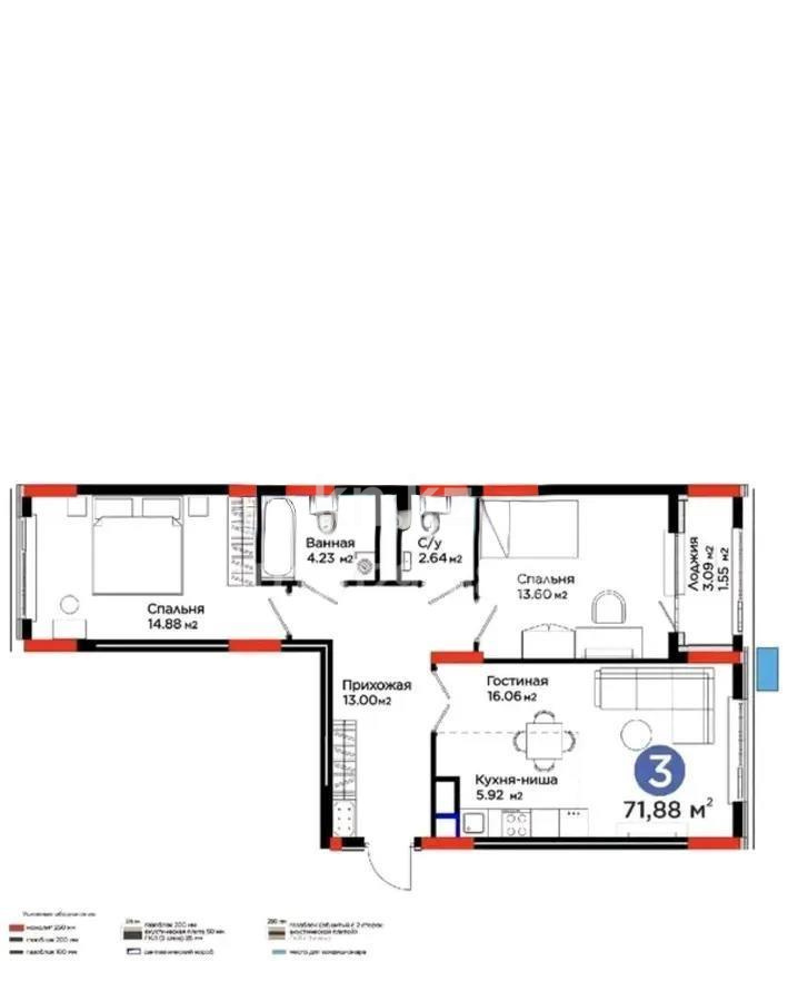 Продажа 3-комнатной квартиры, 41 м², ул. Е-796, дом  1 стр в Астане