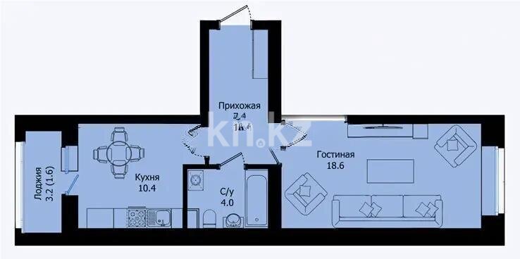 Продажа 1-комнатной квартиры, 42 м² в Астане