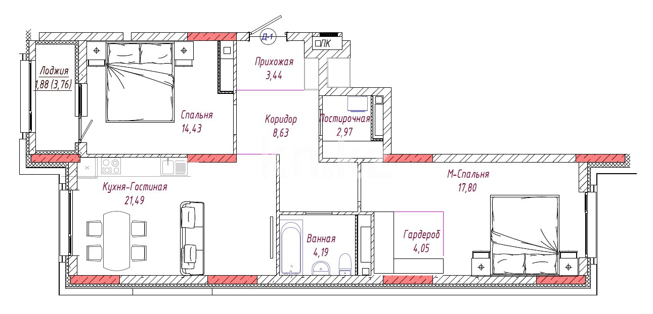 Продажа 2-комнатной квартиры, 79.31 м² - Продажа двухкомнатных квартир от собственников в Астане фото 15 из 28