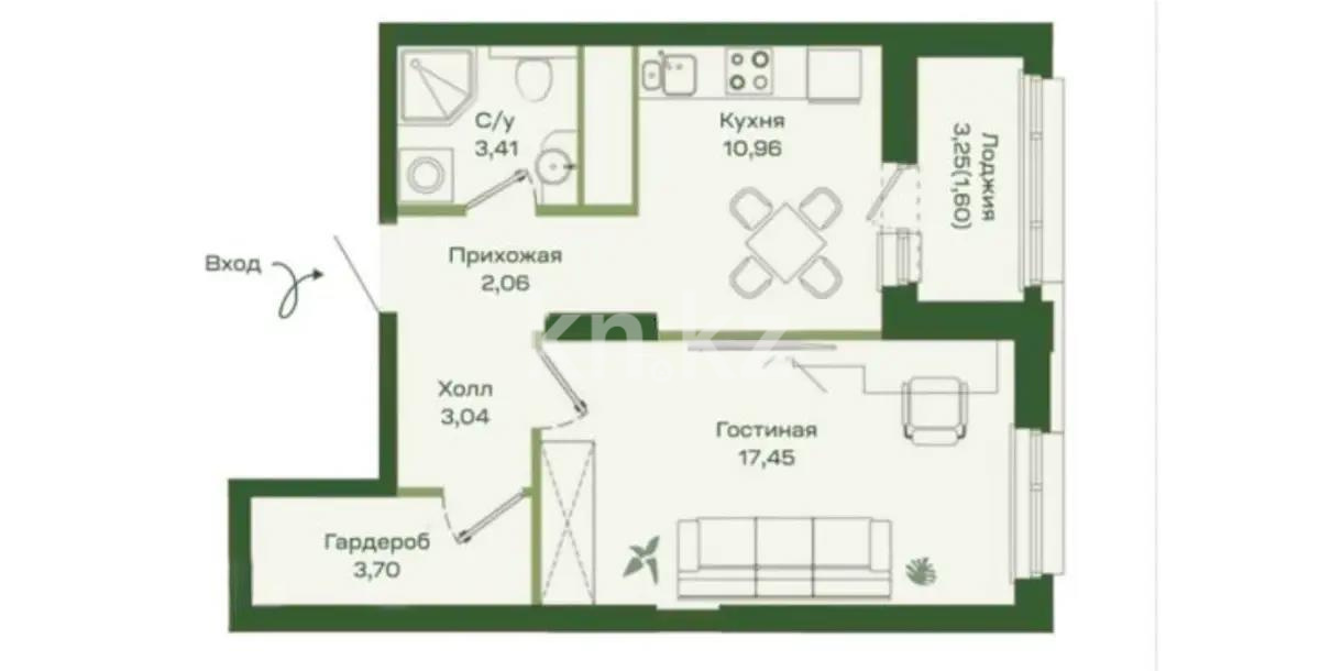Продажа 1-комнатной квартиры, 41.94 м², ул. Шаймерденова, дом  4/1 в Астане