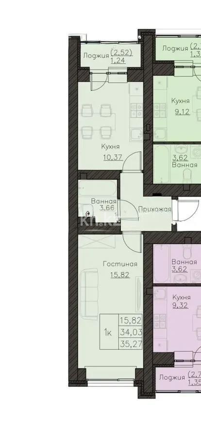 Продажа 1-комнатной квартиры, 35.27 м², ул. Нажимеденова, дом  52б - Продажа  однокомнатных квартир в Астане без посредников с фото фото 1 из 1