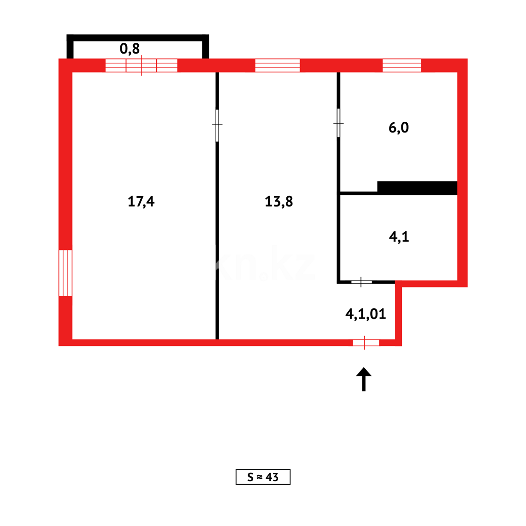 Продажа 2-комнатной квартиры, 43 м², ул. Байсеитовой в Темиртау - фото 8