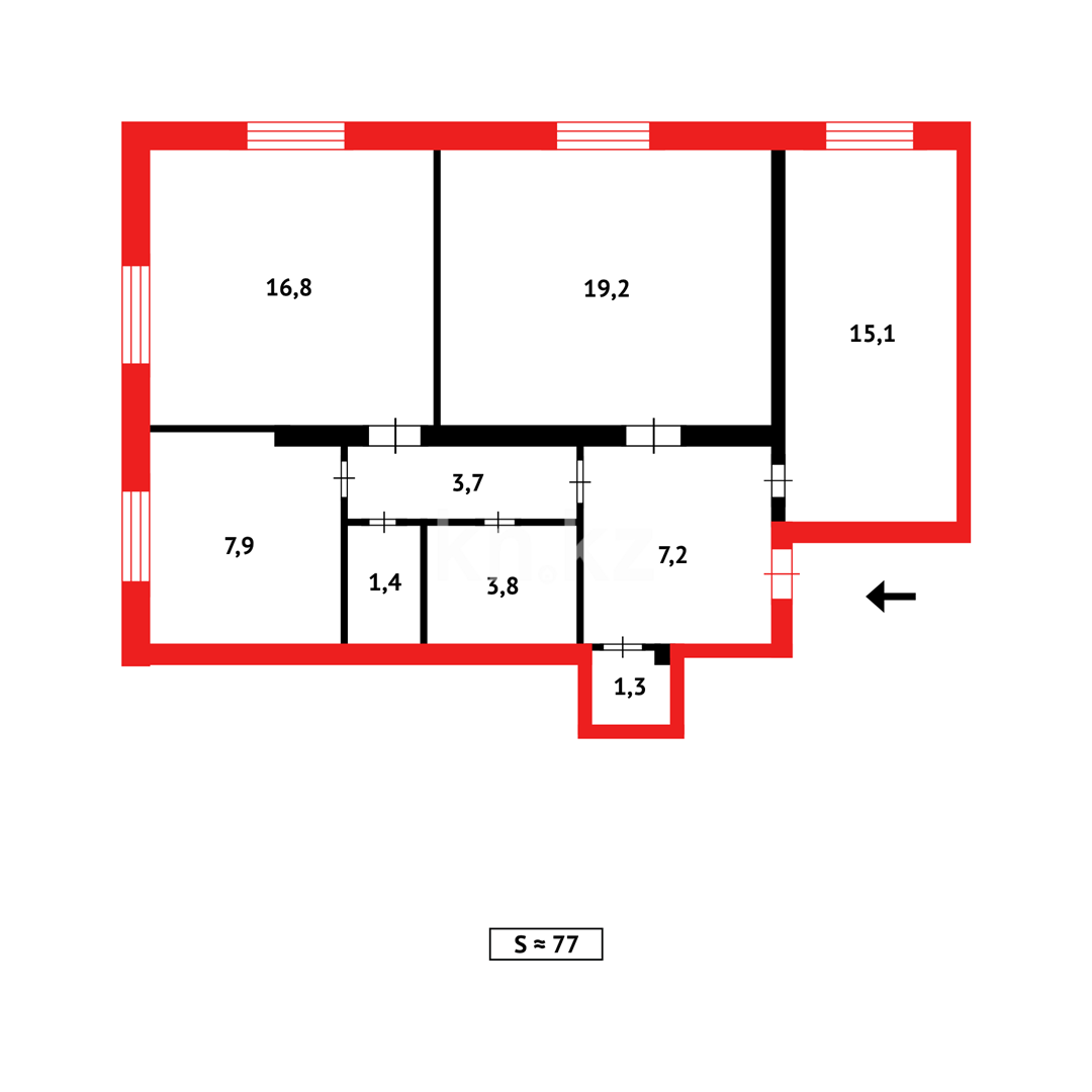 Продажа 3-комнатной квартиры, 80 м², ул. Мустафина, дом  12 в Караганде - фото 7