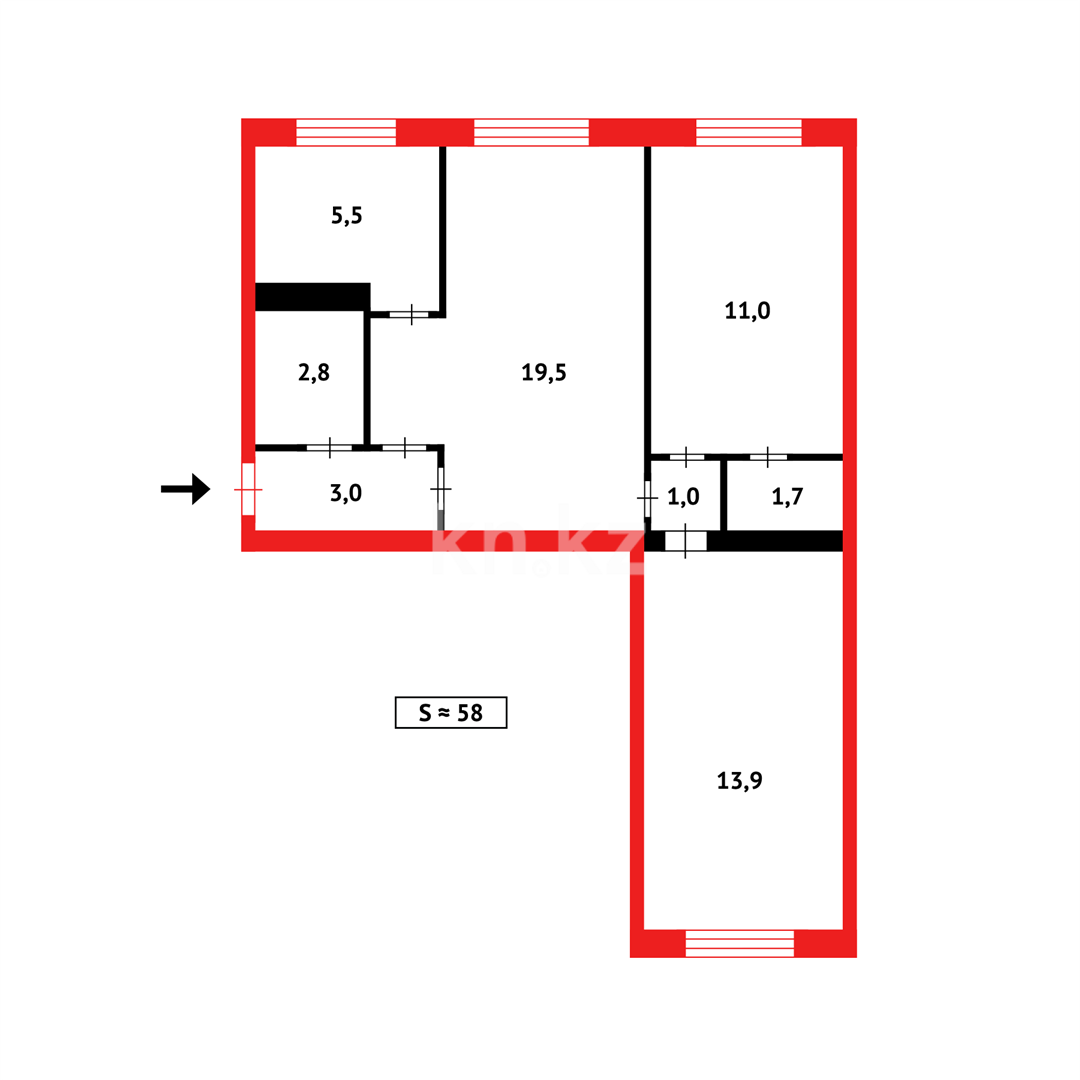 Продажа 3-комнатной квартиры, 58 м² - Продажа трехкомнатных квартир в Городе Караганды фото 20 из 20