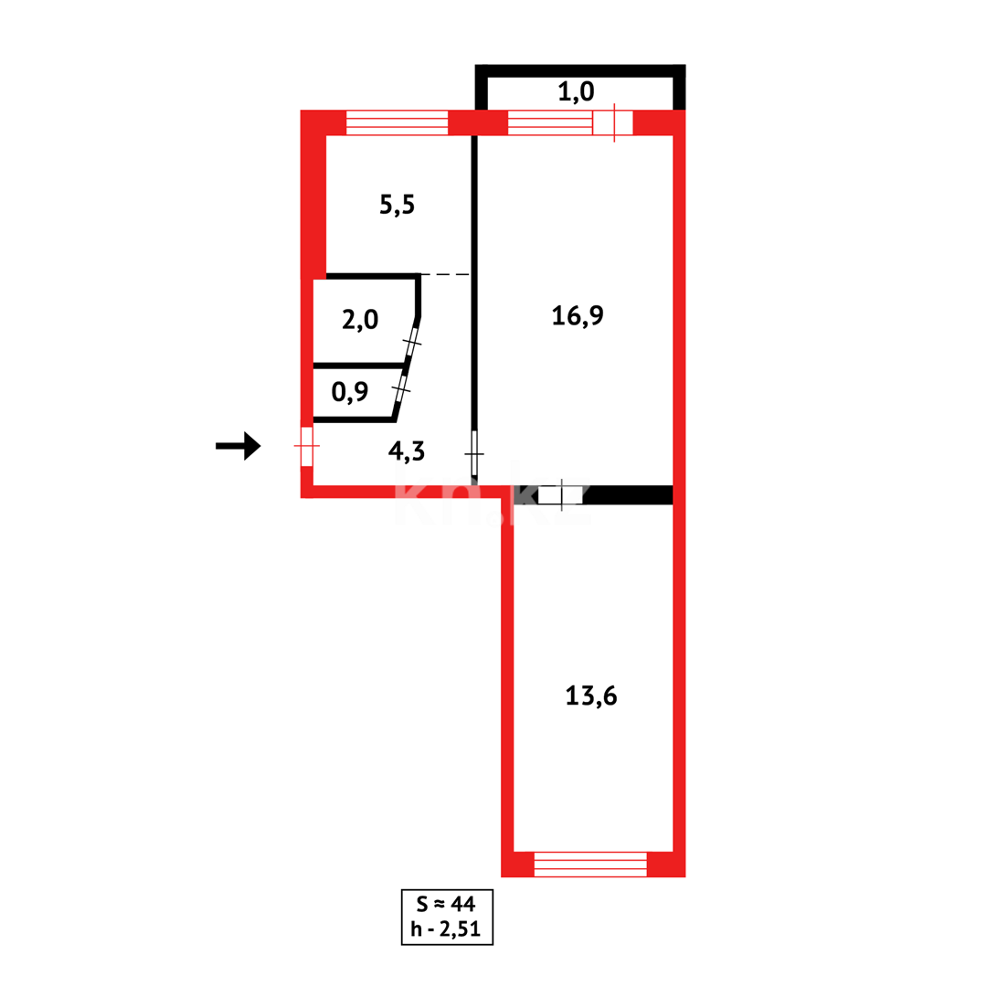 Продажа 2-комнатной квартиры, 45 м² - Продажа двухкомнатных квартир в Караганде - страница 9 фото 8 из 8
