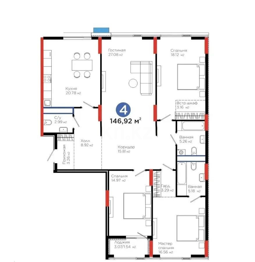 Продажа 4-комнатной квартиры, 150 м² - Продажа квартир в новостройках Астаны без посредников - страница 5 фото 1 из 1