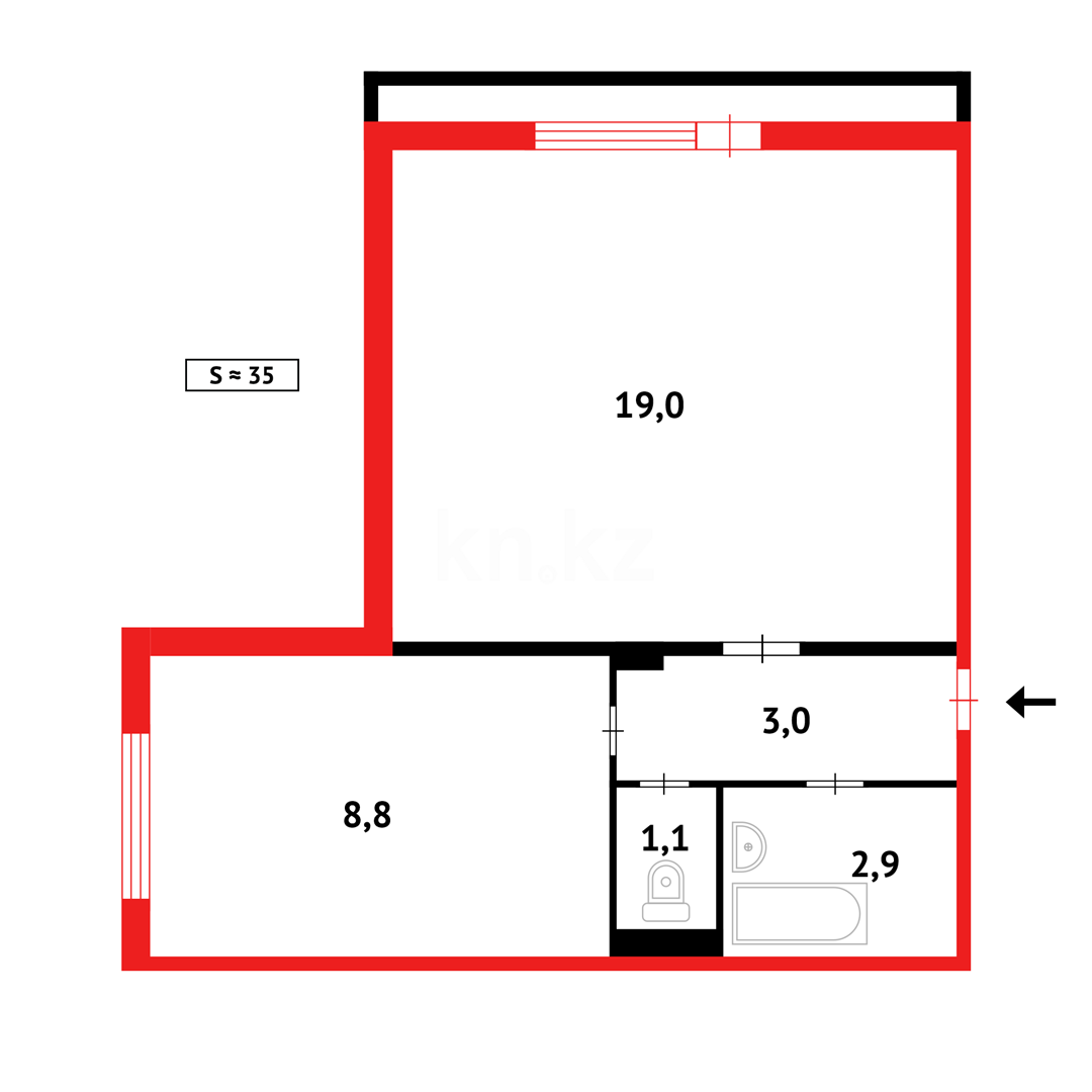 Продажа 1-комнатной квартиры, 34 м², мкр. Голубые Пруды, дом  6 в Караганде - фото 10