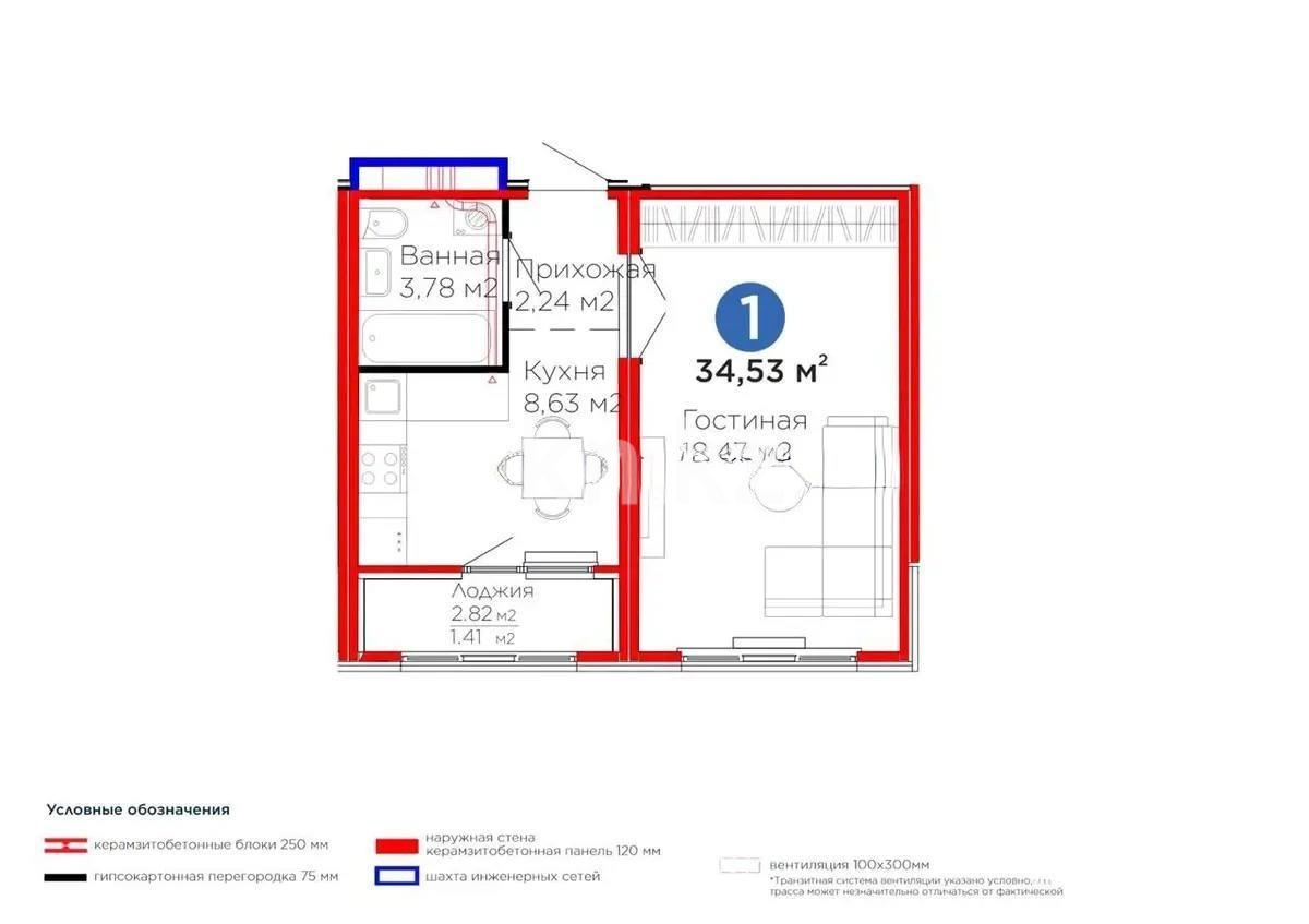 Продажа 1-комнатной квартиры, 35 м² в Астане
