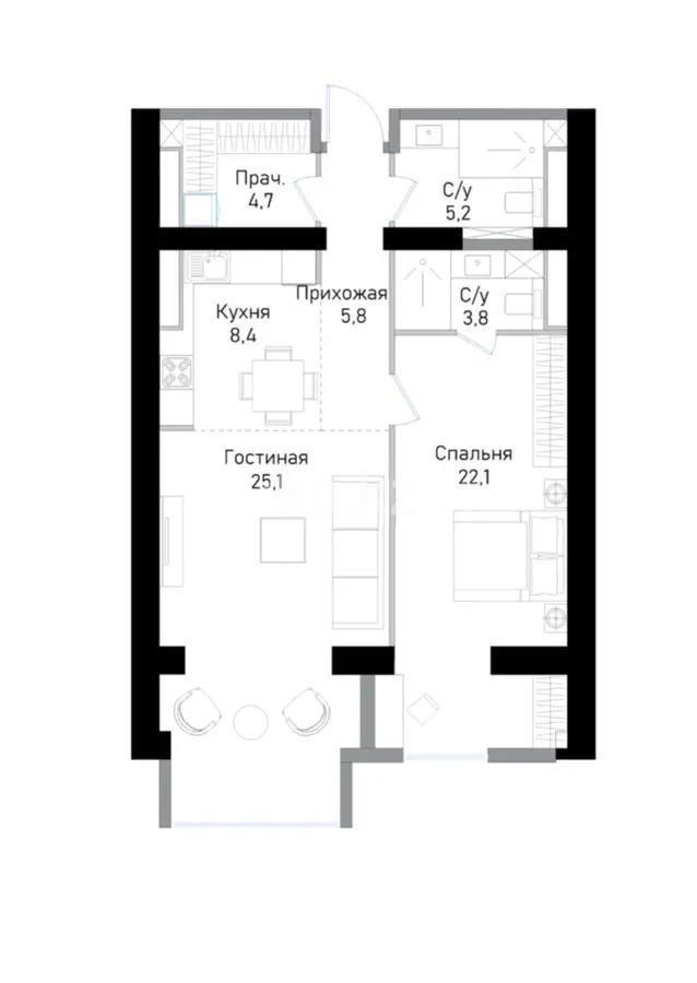 Продажа 2-комнатной квартиры, 76.7 м², ул. Ауэзова, дом  3/2 стр - Продажа  двухкомнатных квартир в новостройках Алматы фото 1 из 1