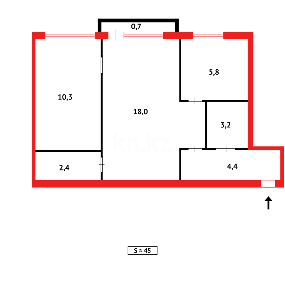 Продажа 2-комнатной квартиры, 44 м², мкр-н 16 - Продажа  двухкомнатных квартир в Караганде фото 9 из 9