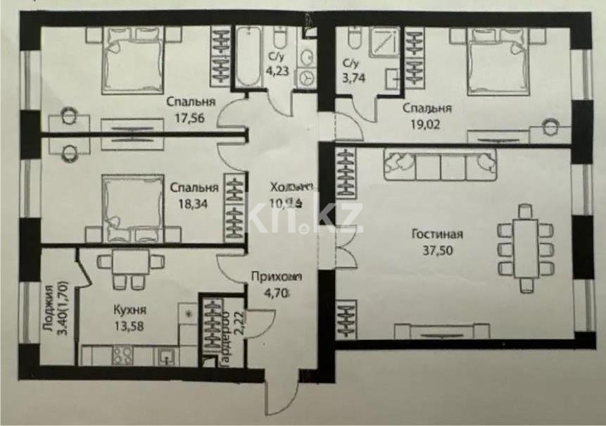 Продажа 4-комнатной квартиры, 133.57 м², ул. Жошы хана, дом  12/3 - Продажа  четырехкомнатных квартир в новостройках Астаны фото 1 из 1