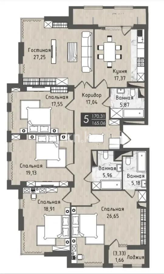 Продажа 5-комнатной квартиры, 170 м², ул. Акмешит, дом  1 - Продажа  пятикомнатных квартир в новостройках Астаны без посредников с фото фото 1 из 1