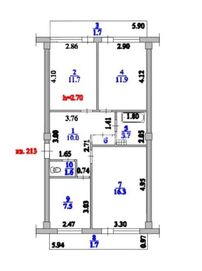 Продажа 3-комнатной квартиры, 66.8 м², ул. Кунаева, дом  49 - Продажа квартир в Алматы фото 3 из 3