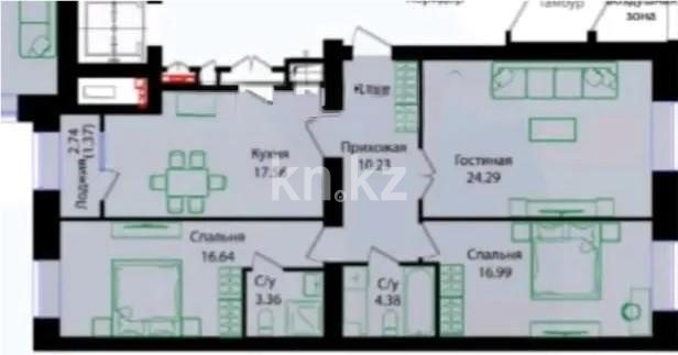 Продажа 3-комнатной квартиры, 95 м², ул. Е-15, дом  16 в Астане