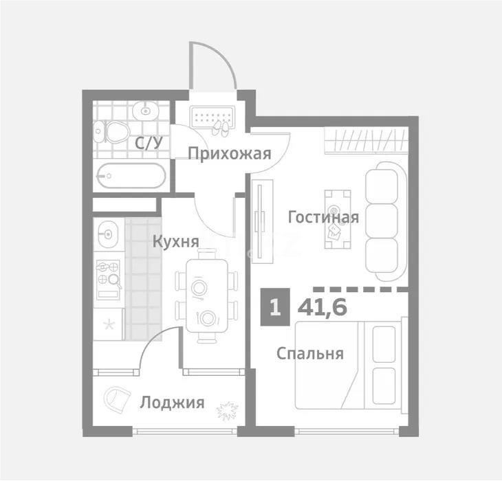 Продажа 1-комнатной квартиры, 41.64 м² - Продажа квартир в Турксибском р-не Алматы - страница 34 фото 1 из 1