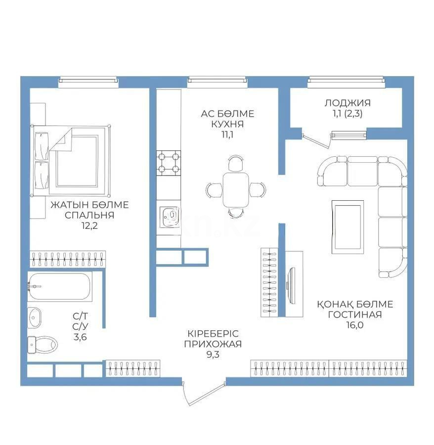 Продажа 2-комнатной квартиры, 54 м², пр. Райымбека, дом  590/16 в Алматы
