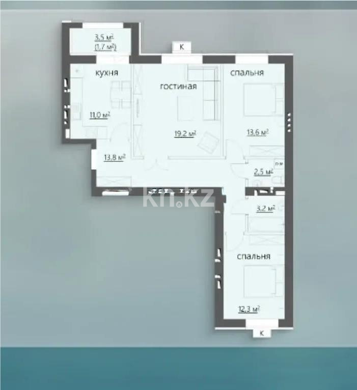 Продажа 3-комнатной квартиры, 80 м² - Продажа квартир в Караганде - страница 3 фото 1 из 6