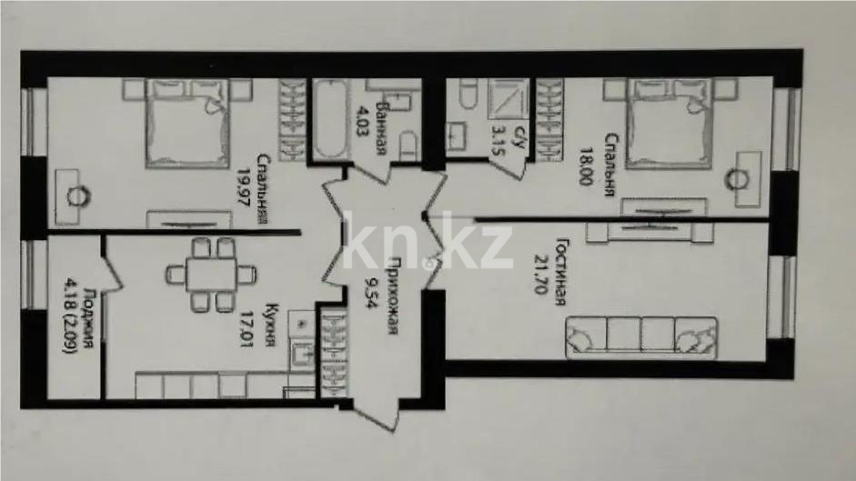 Продажа 3-комнатной квартиры, 95.6 м² - Продажа квартир в р-не Сарыарка Астаны - страница 4 фото 1 из 1