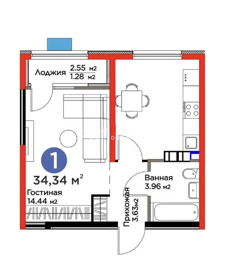 Продажа 1-комнатной квартиры, 34 м² в Алматы - фото 3