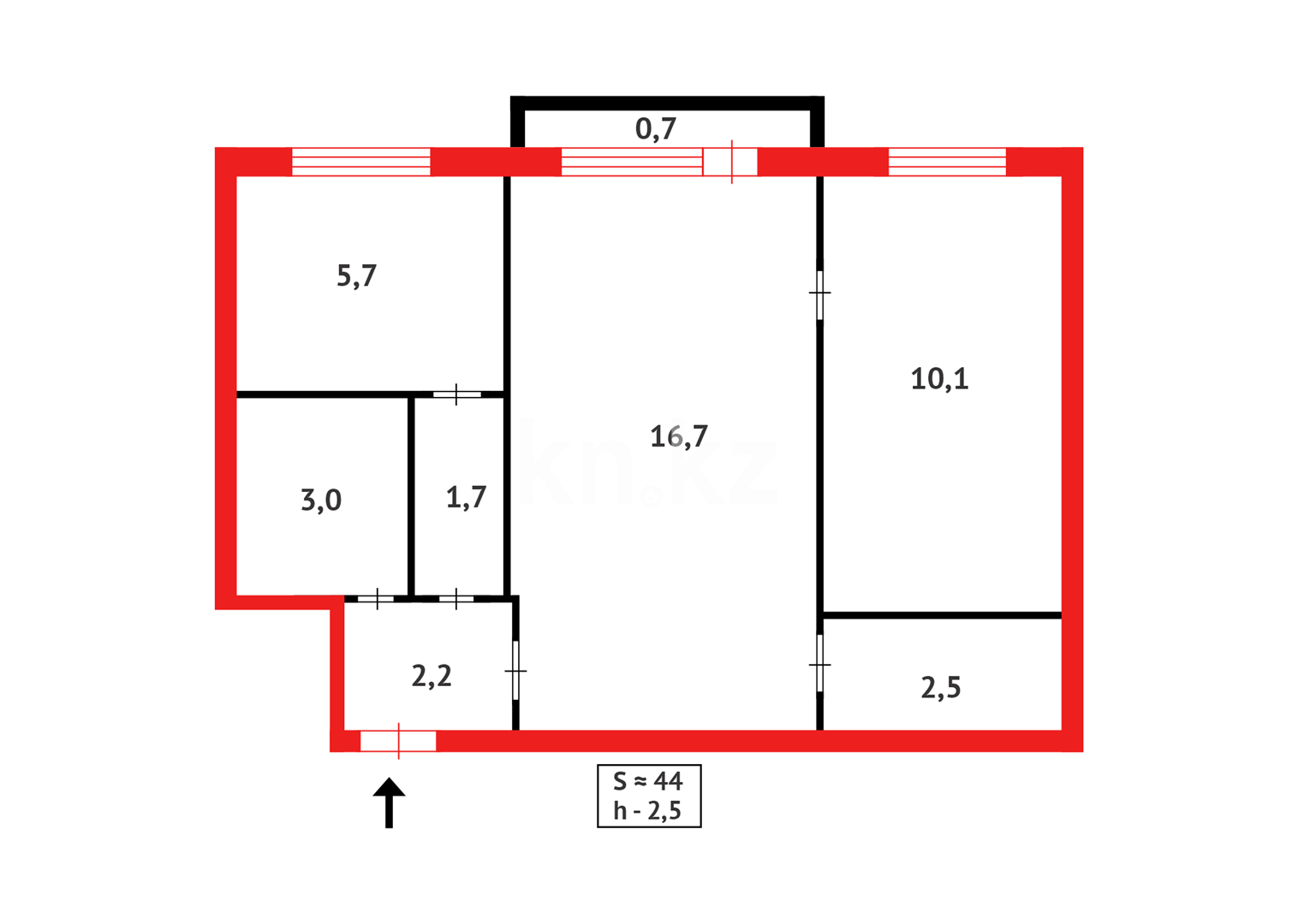 Продажа 2-комнатной квартиры, 44 м² в Караганде - фото 11